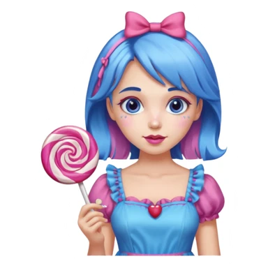 candy girl from candyland blue pink mixed hair sticker