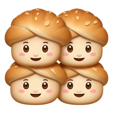 Friendly brötchen emoji avatar, cute and minimalistic style, warm eyes and gentle smile, flat design, soft shapes, clean modern look, highly recognizable at small sizes, centered composition, transparent or solid background, app icon quality. sticker