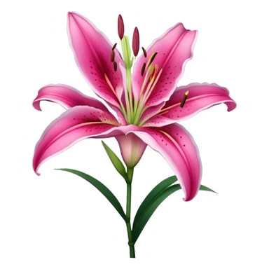 single Deep Pink Oriental Lily with White Edge, straight stem sticker
