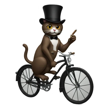 create a cat with a top hat smoking a cigar on a bike sticker