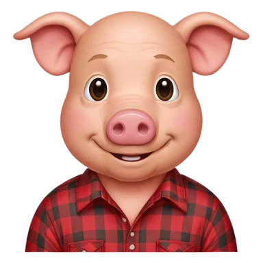 smiling bald pig man in red plaid shirt with floppy ears  sticker