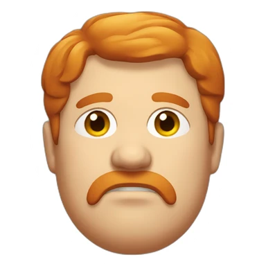 red hair fat man squinting eyes sticker