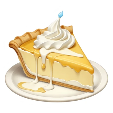 Slice of pale yellow pie with whipped cream melting and dripping off of it sticker