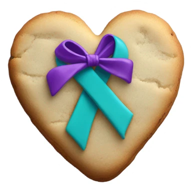 Purple teal Suicide awareness ribbon on heart cookie sticker
