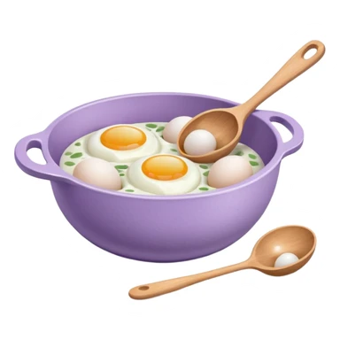 a lilac ceramic mixing bowl with a wooden spoon stirring and sitting next to it is a dozen eggs with the carton lid open sticker