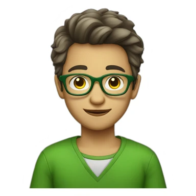 A nerd boy with glasess and green clothes sticker