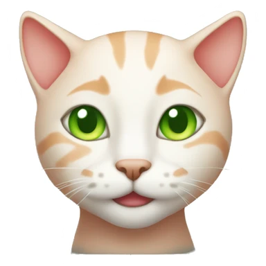 A red bald cat with green eyes is smiling sticker