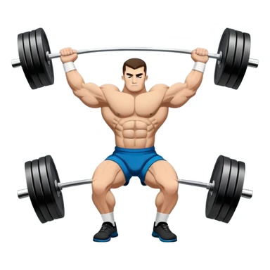 Powerlifting emblem featuring a stylized barbell with heavy weights on each side, flanked by muscular arms gripping the bar. The design is bold and dynamic, symbolizing strength and determination. The background is minimal, focusing on the emblem itself, with a sleek and professional look.  sticker