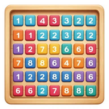 A square toy that can hold 4 internal squares across and 4 internal squares down, resulting in 16 spaces, with only 15 spaces filled with a square. Each internal square holds a number so that when moved around and lined up appropriately it lists the numbers 1 through 15 in order.  sticker