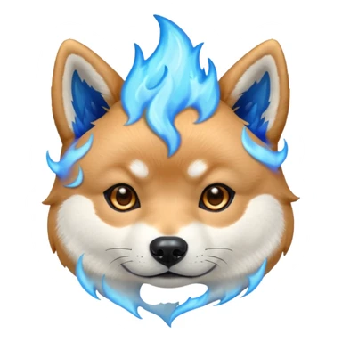 Blue shiba inu head with blue flames sticker