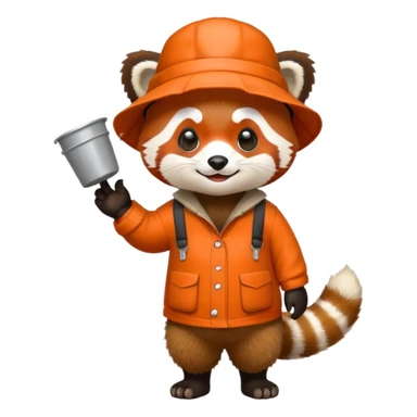 red panda wearing bucket hat, full body sticker