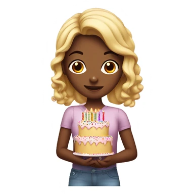 A girl holding a birthday cake with sprinkles  sticker
