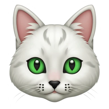Haz una gata de ojos verdes la cara blanca con mancha negra en las orejas que agarra parte de la frente del lado der pero del iz va desde el ojo hasta la oreja la mancha, tiene la nariz negra en forma de corazón y todo lo que sobra de la cara, barbilla la nariz arriba y el lado de bigotes es blanca sticker