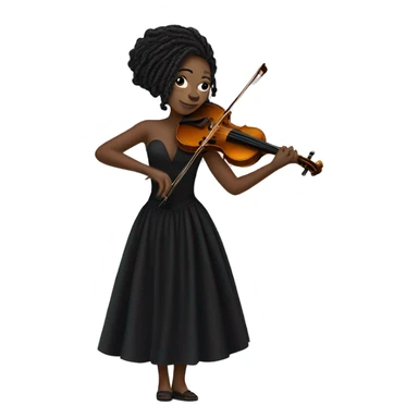 black girl with locs playing the violin in black concert gown sticker