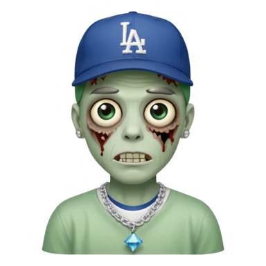 Zombie con gorra de los Dodgers y cadena con diamantes  sticker