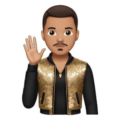 Christopher Williams, R&B Singer with dark brown hair, black sequin outfit sticker