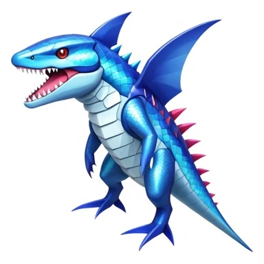 Shiny Exotic Colorful epic Sharpedo-Garchomp-Gabite-Salamence-Koraidon-Gyarados-Fakémon-hybrid-creature (full body)  sticker
