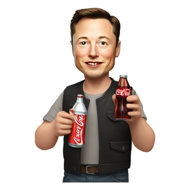 Elon musk with a Coca Cola sticker