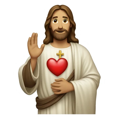 Jesus holding a heart sticker