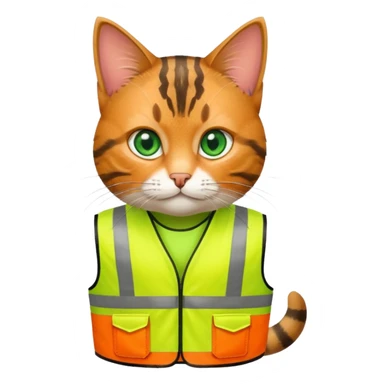 tabby cat in hi-vis clothing facing right sticker