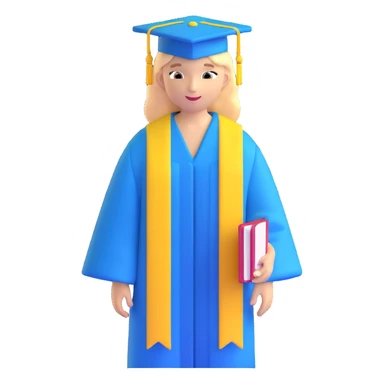 Ukrainian student with blue and yellow clothing, graduation cap sticker