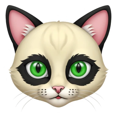 Chat noir et blanc avec des yeux verts et l' intérieur des oreilles roses sticker