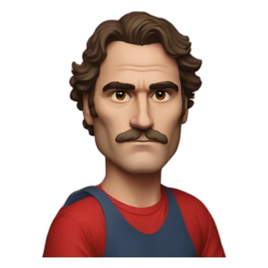 joaquin phoenix with red t-shirt with nenno text sticker