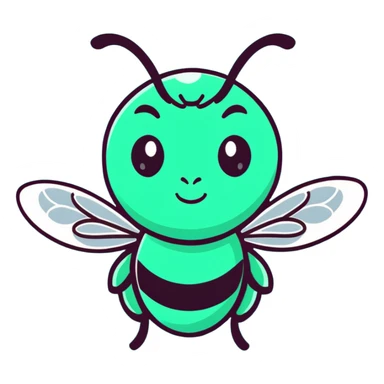 Glamorous mint green female bee with diamond-studded wings, rhinestone decorations, and glittery body sticker
