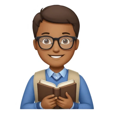 Nerd man wearing glasses with the book and computer sticker
