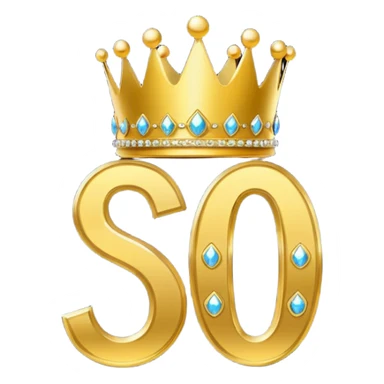 Golden "500" number with crown and sparkles, minimal emoji style sticker