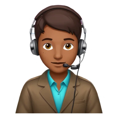 sinister looking phone scammer in sketchy call center from pakistan with smirk and brown skin sticker