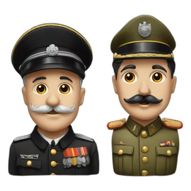 Charlie Chaplin with mustach of a german chief during the 1940s and a German military cap sticker