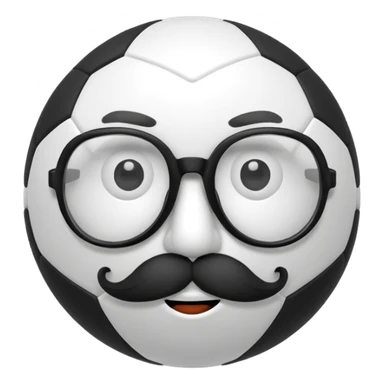 soccer ball wearing joke glasses and nose and mustache sticker