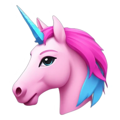 Simple minimalistic Warrior Esport Pink style logo, kind unicorn with beautiful big eyes, profile view logo, blue background sticker
