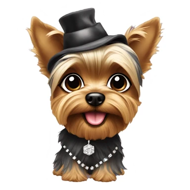 Cute Yorkie with glam clothing sticker