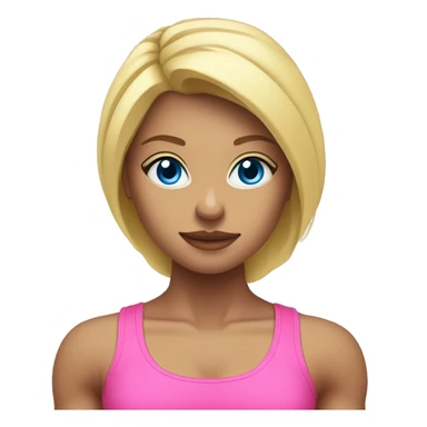 girl working out blue eye blonde hair lifting weights in pink outfit sticker