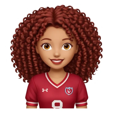 a pretty bratz dusky girl with dark red curly hair and a jersey on sticker