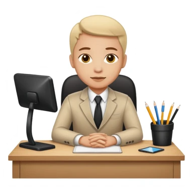 employee sitting at a desk sticker