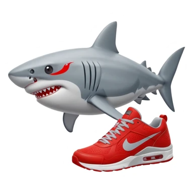 Q se vea más animado el tiburón  q sus tres patas tengan zapatillas nike color rojo sticker