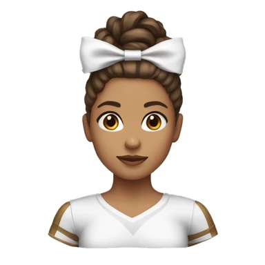 cheerleader with brown hair, hazel eyes with half up half down hairstyle & white bow sticker