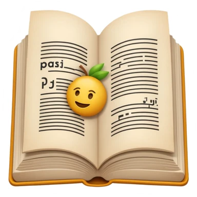 A minimalist emoji-style icon representing wordplay — symbolizing creativity with language. It features an open book or speech bubble merging with playful letters or word fragments, forming a clever visual pun. sticker