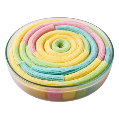 loose scatter of tiny colorful sugar strands vermicelli in pastel and bright tones pink yellow green blue thin cylindrical slightly curved matte slightly grainy texture casual sprinkle no bowl dessert or extras apple emoji style soft lighting subtle shadows emoji scale sticker