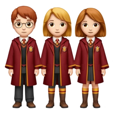 harry potter, ronald weasley and hermione granger in gryfinndor uniform sticker
