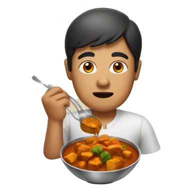 Asian man eating indian curry sticker