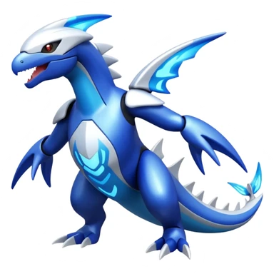 Shiny futuristic Cyber-Kyurem-Kyogre-Latios-Lugia-Fakémon-hybrid-creature (full body)  sticker