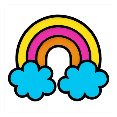 a bright rainbow with clouds in vibrant pop colors sticker