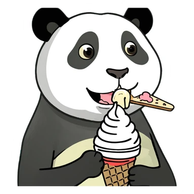 Panda eating ice cream sticker