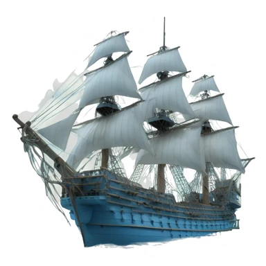 A French armada naval war ship, painted sky blue sticker