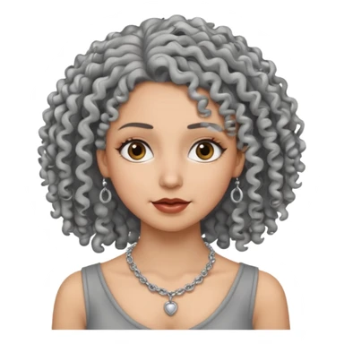 Female with Silver Necklace, grey skin,curley hair, different expressions. sticker