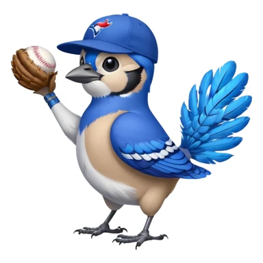 bluejay throwing fastball with toronto blue jays baseball hat sticker